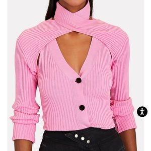 WYNN HAMLYN
Loop Neck Rib Knit Cardigan